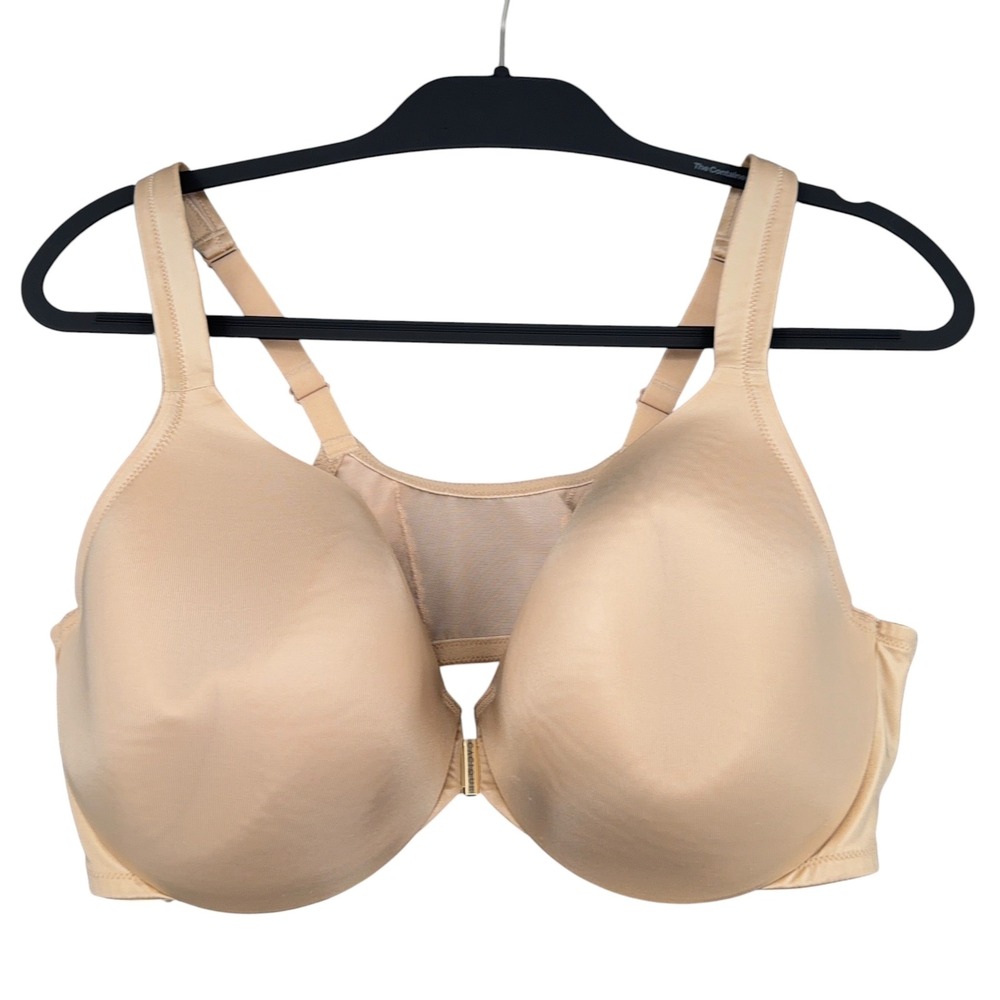 Cacique Lightly Lined Full‎ Coverage Women 42D Nylon Spandex Beige Bra